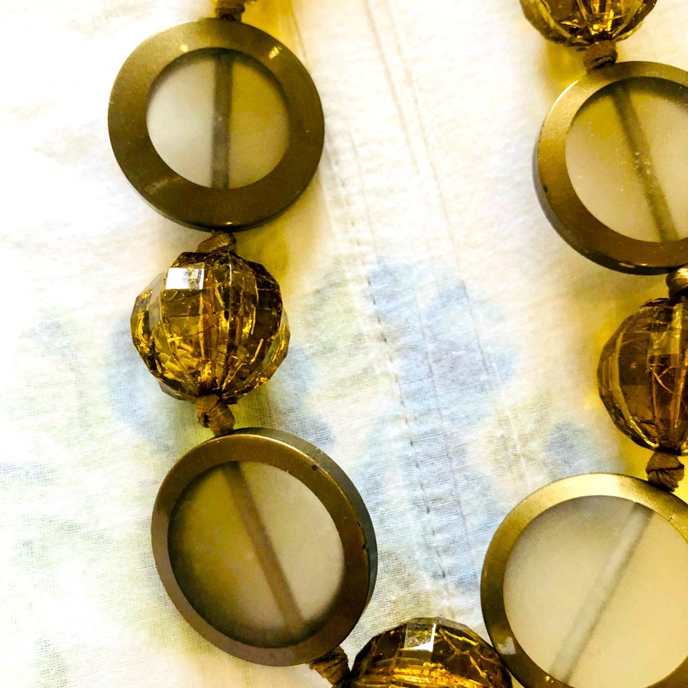 Green Faceted Bead and Disk Statement Necklace